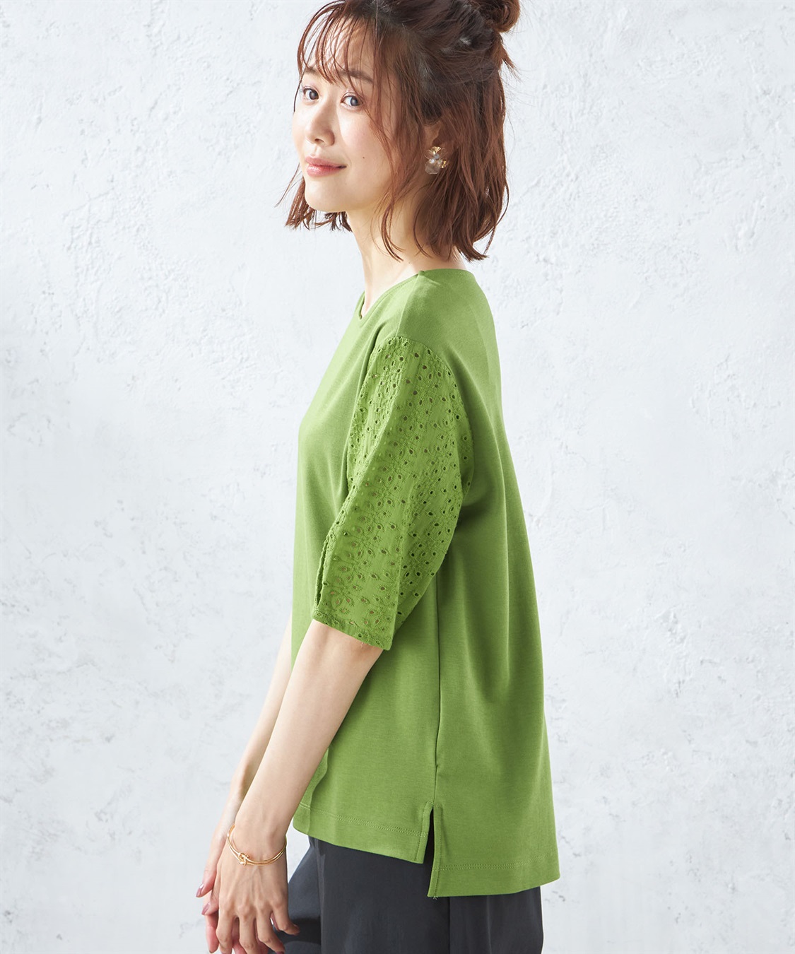 Petit Honfleur 刺しゅうスリーブプルオーバー_sub_2