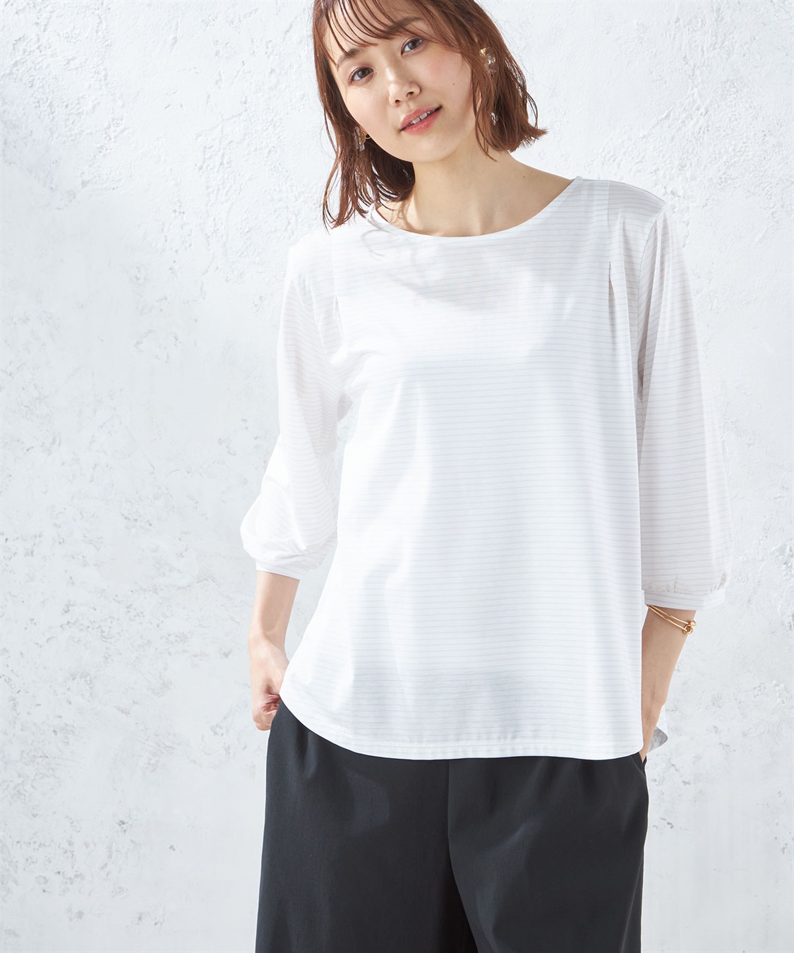 Petit Honfleur ラウンドヘムボーダープルオーバー_sub_1