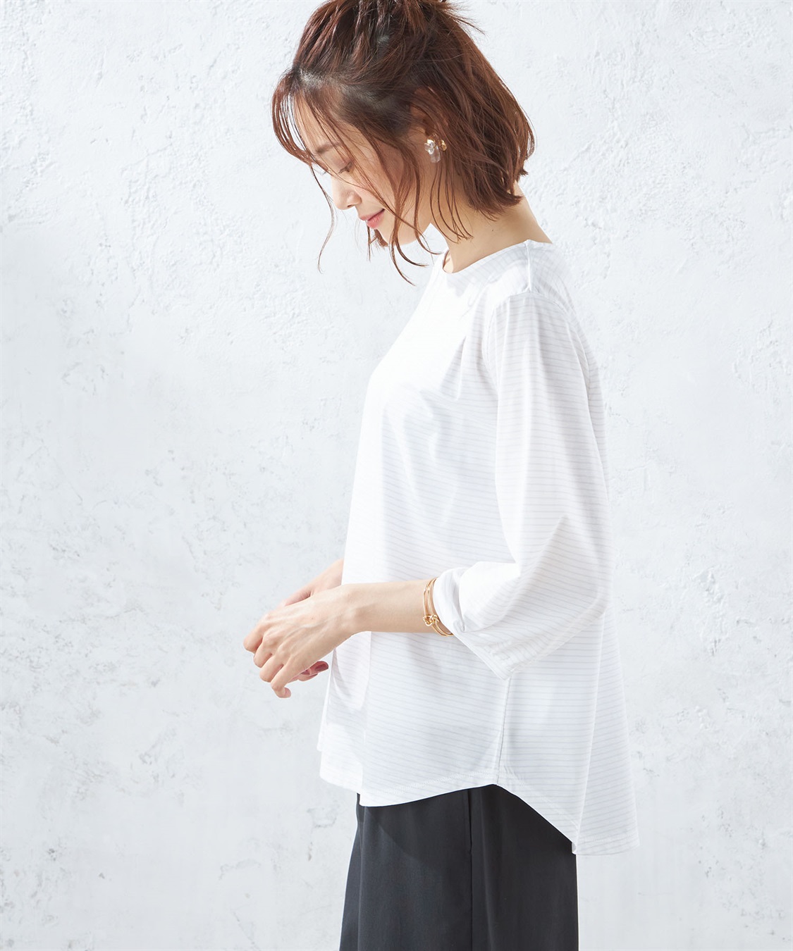 Petit Honfleur ラウンドヘムボーダープルオーバー_sub_2