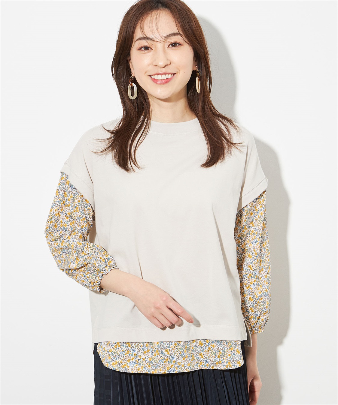 Petit Honfleur リバティプリント切替プルオーバー_sub_1