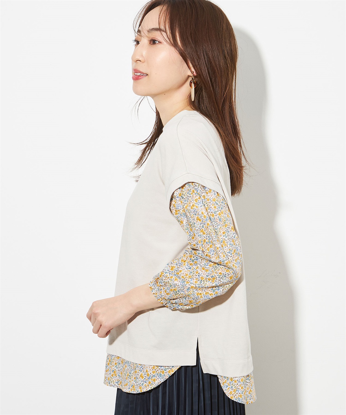 Petit Honfleur リバティプリント切替プルオーバー_sub_2