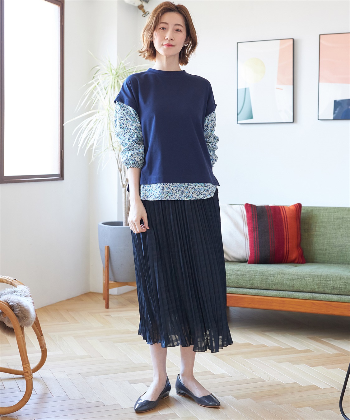 Petit Honfleur リバティプリント切替プルオーバー_sub_9