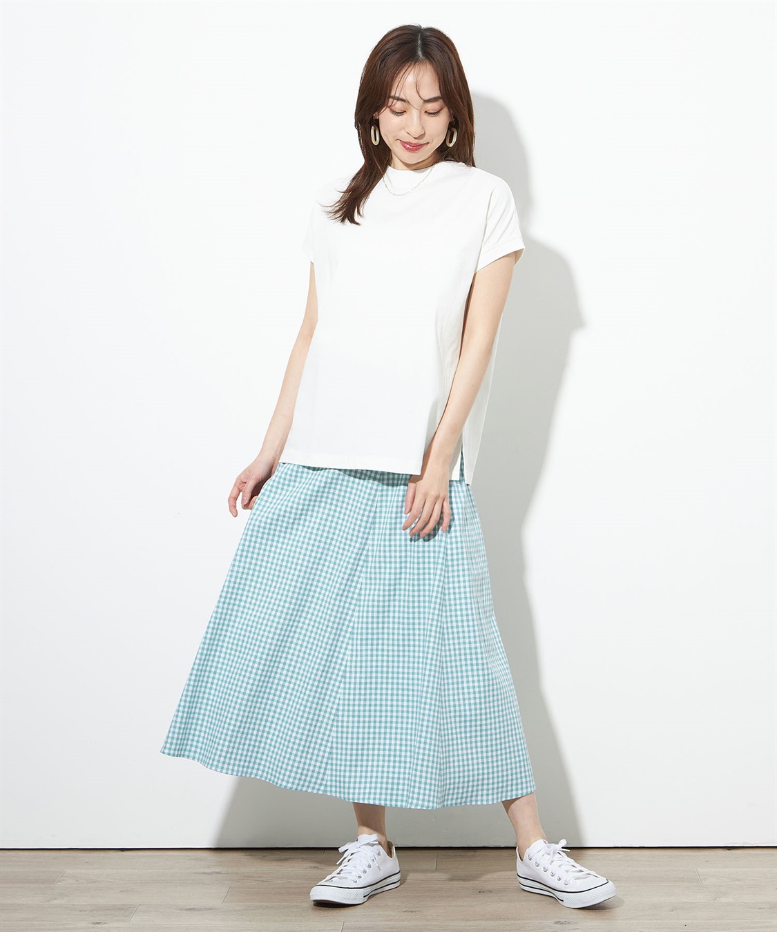 接触冷感】クーラータッチモックネックＴシャツ Petit Honfleur