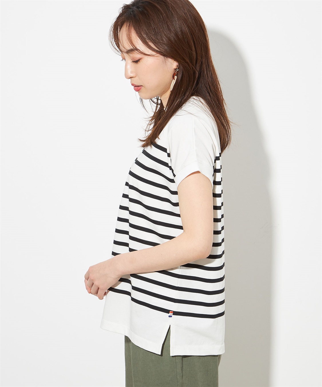 Petit Honfleur 【接触冷感】クーラータッチボーダーモックネックＴシャツ_sub_1