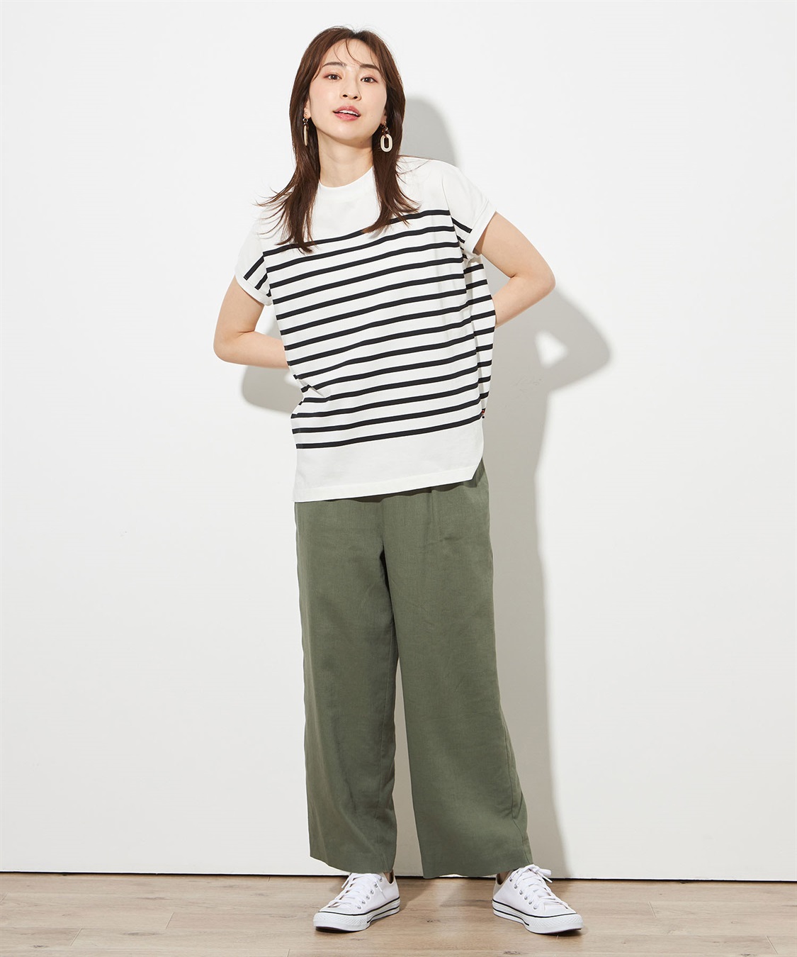 Petit Honfleur 【接触冷感】クーラータッチボーダーモックネックＴシャツ_sub_7