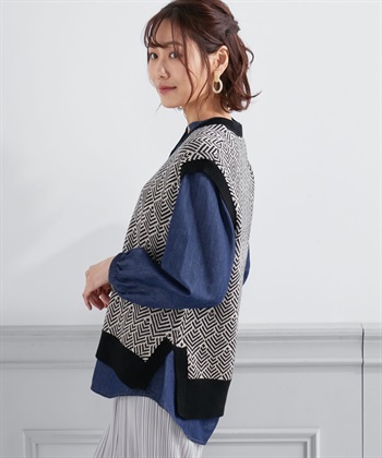 Petit Honfleur ジャガードニットベスト_subthumb_1