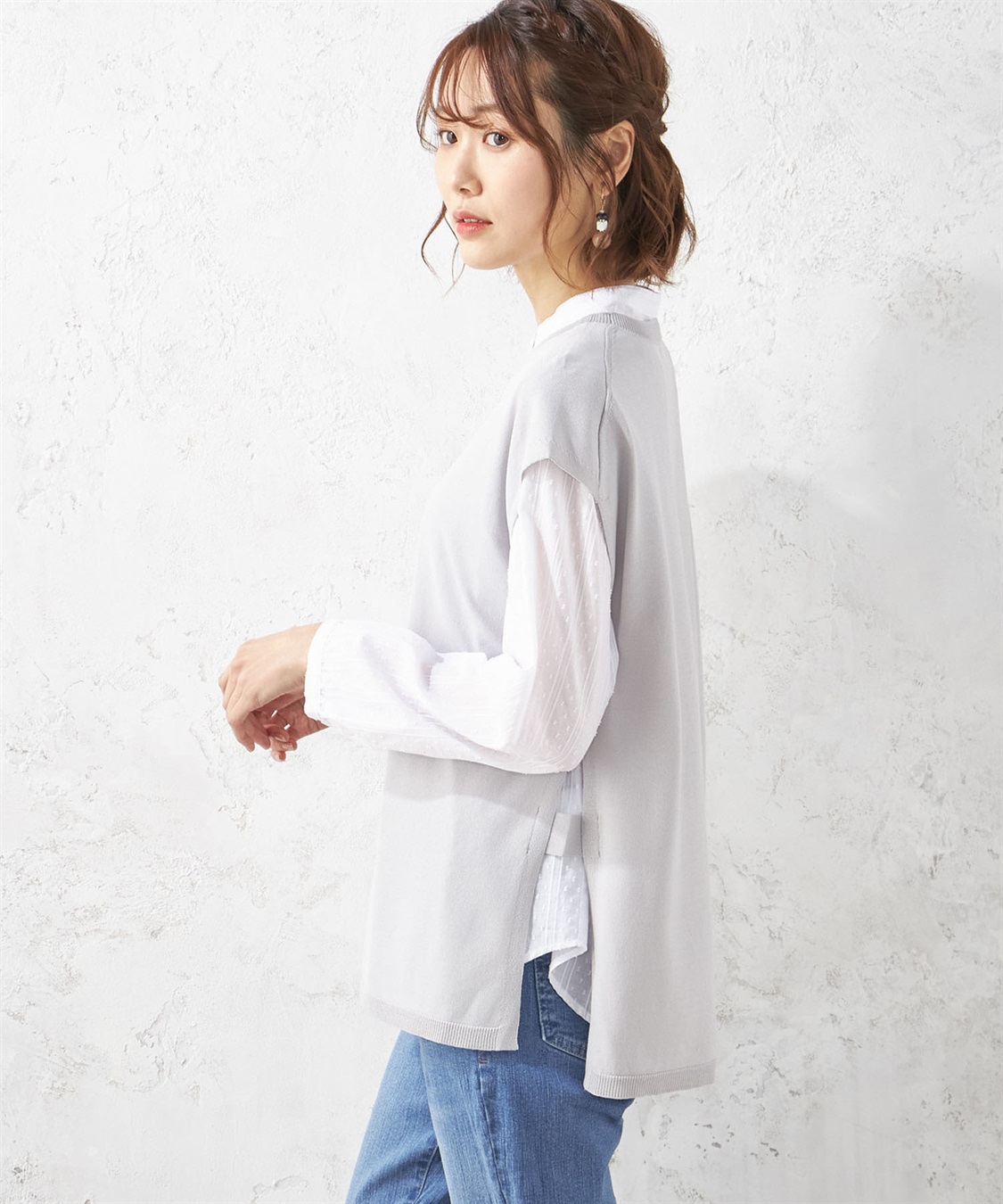 Petit Honfleur ウォッシャブルサイドスリットニットベスト_sub_1