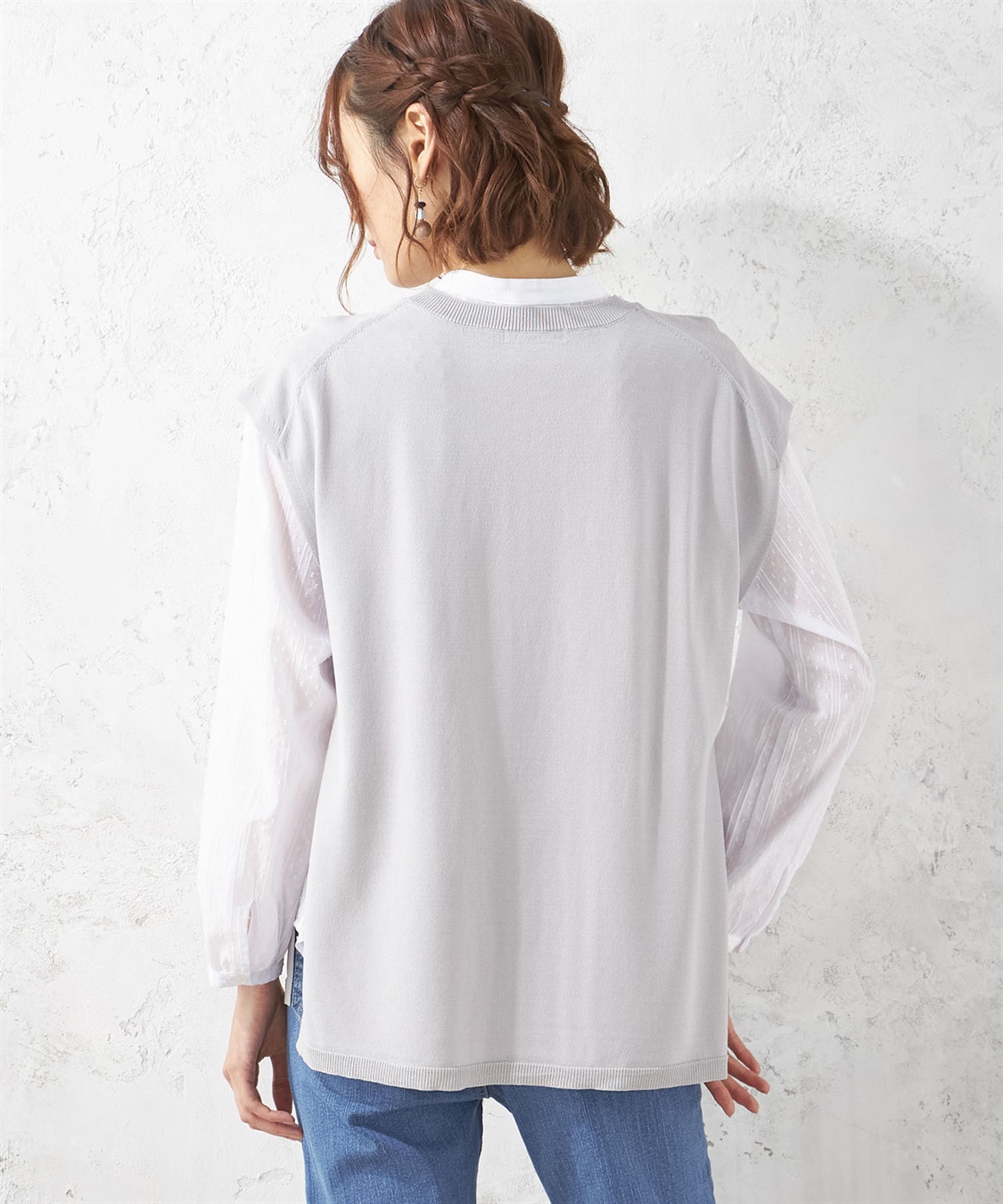 Petit Honfleur ウォッシャブルサイドスリットニットベスト_sub_2