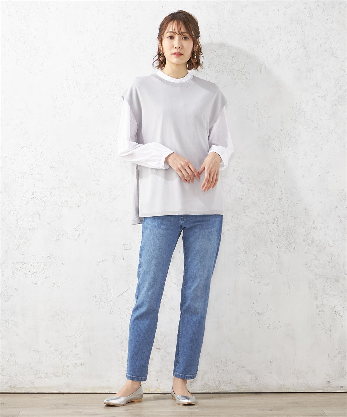 Petit Honfleur ウォッシャブルサイドスリットニットベスト_sub_7