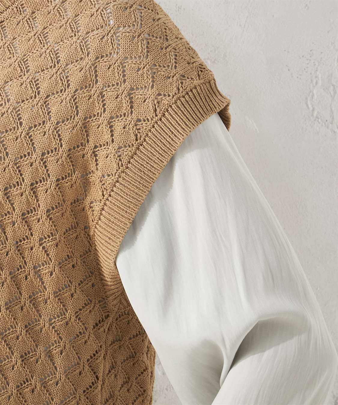 Petit Honfleur ウォッシャブル透かし編みニットベスト_sub_5