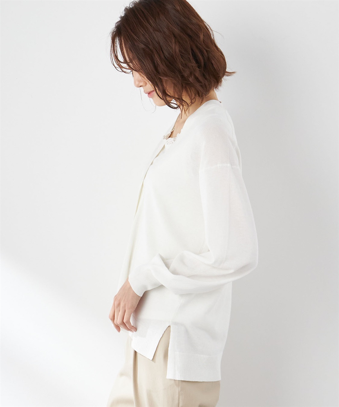 Petit Honfleur 【UVカット・接触冷感・ウォッシャブル】ゆるシルエットショートカーディガン_sub_2