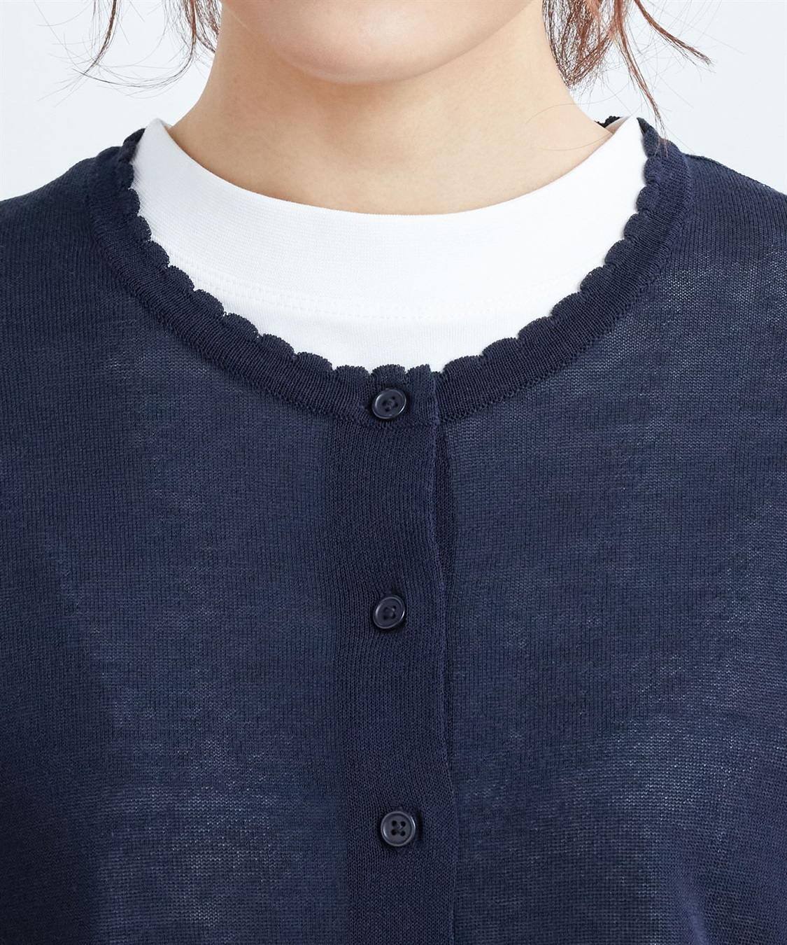 Petit Honfleur 【接触冷感・ウォッシャブル】透かし柄カーディガン_sub_4