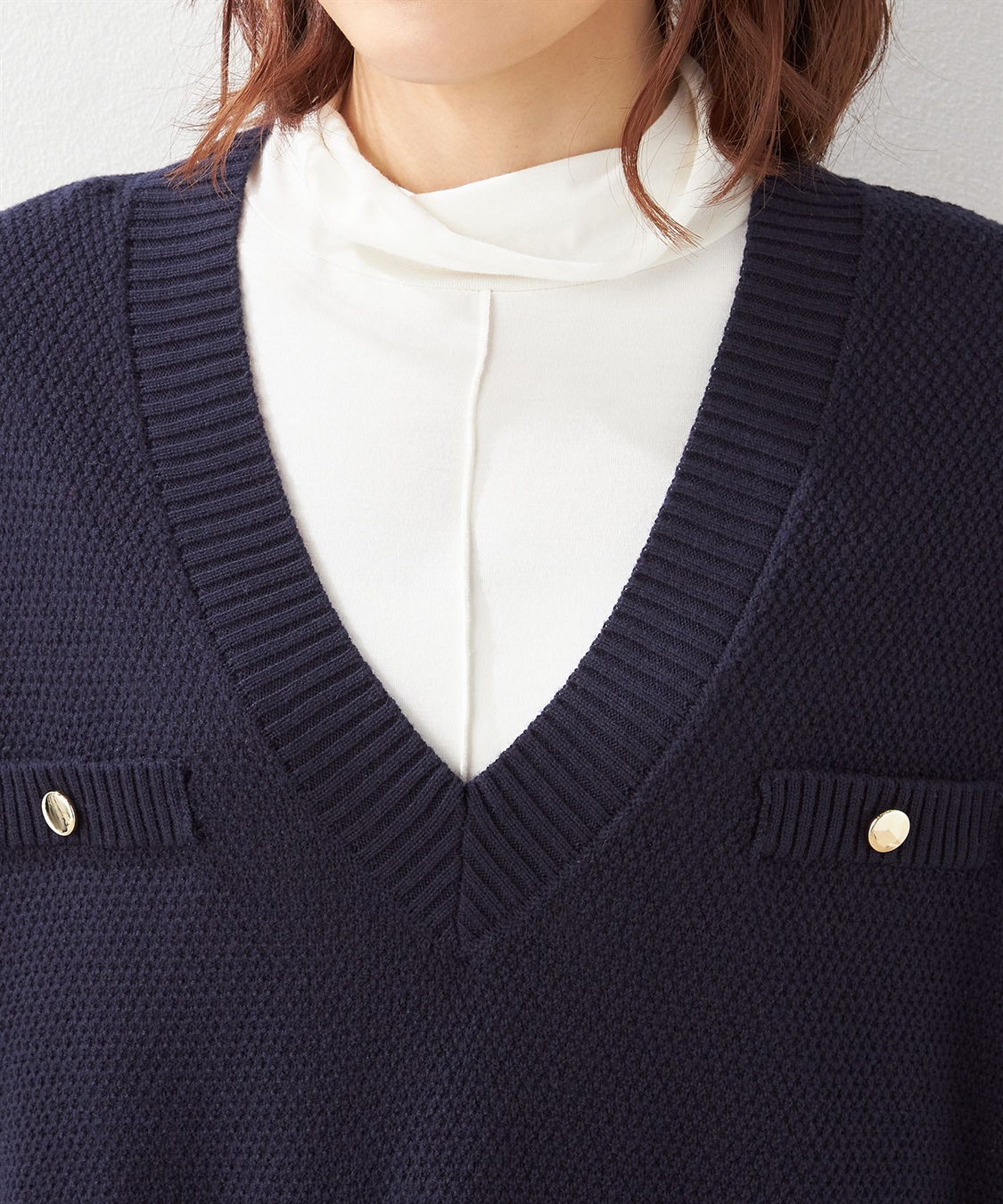 Petit Honfleur ツイードVネックベスト_sub_3