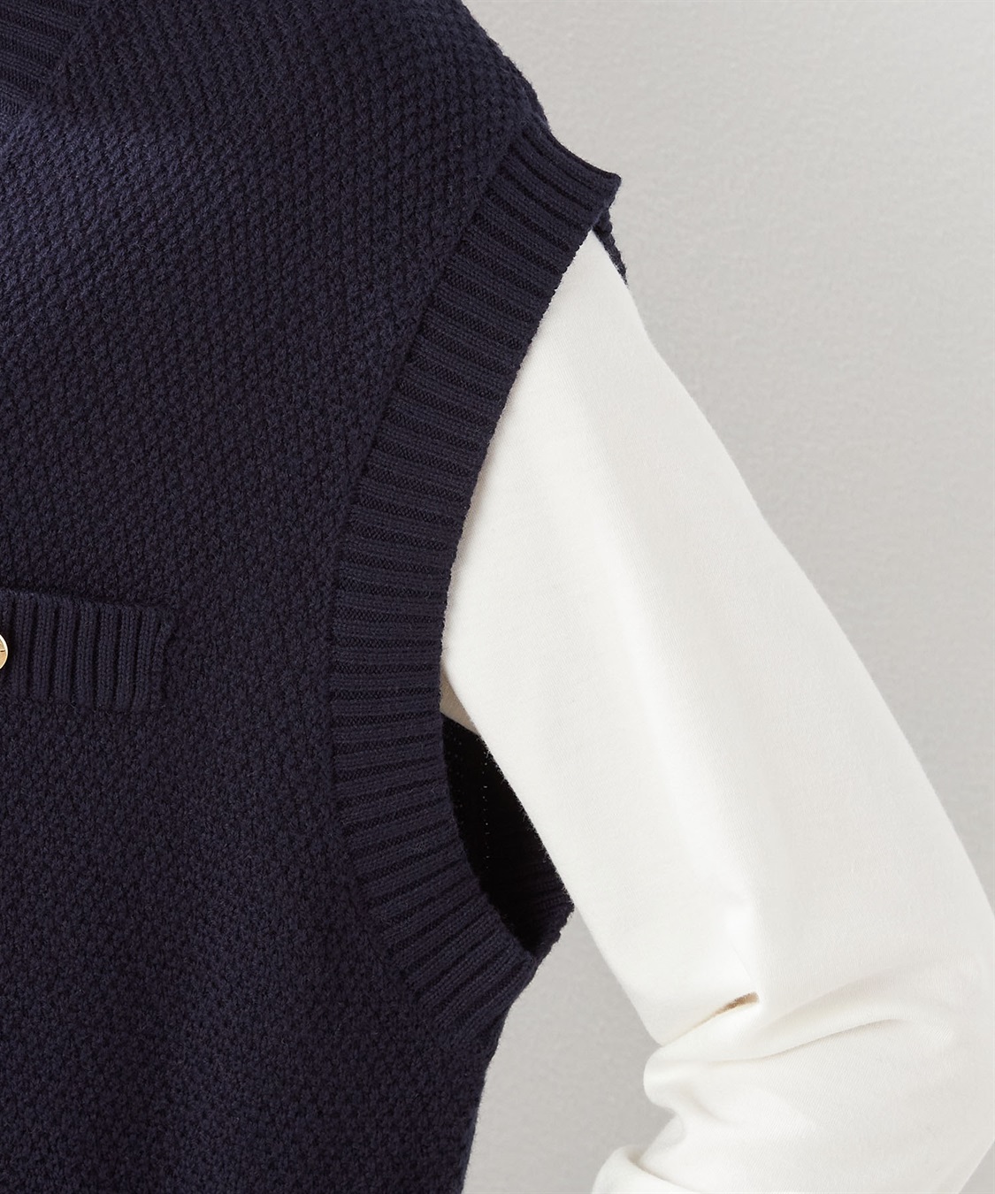 Petit Honfleur ツイードVネックベスト_sub_4