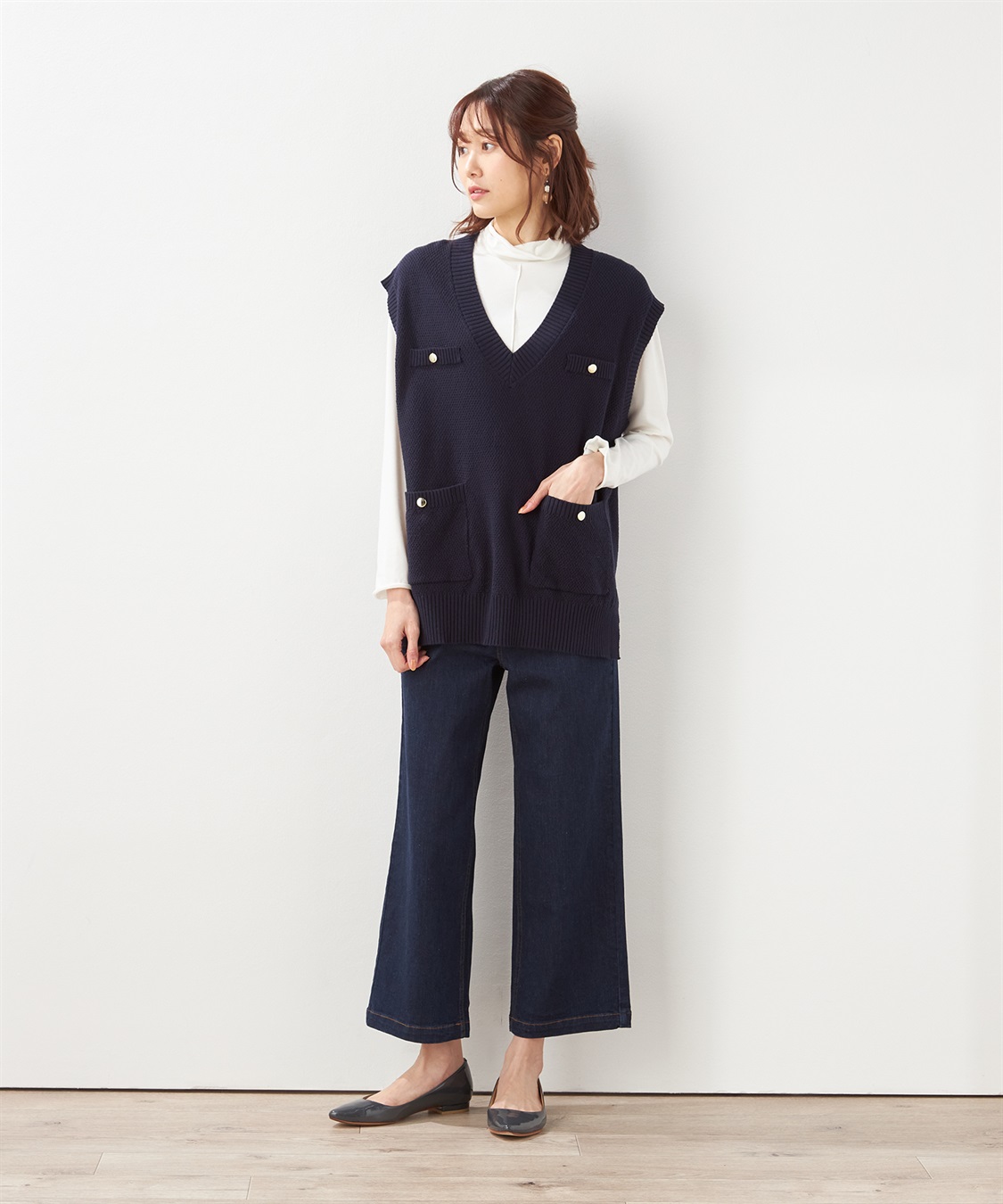 Petit Honfleur ツイードVネックベスト_sub_8