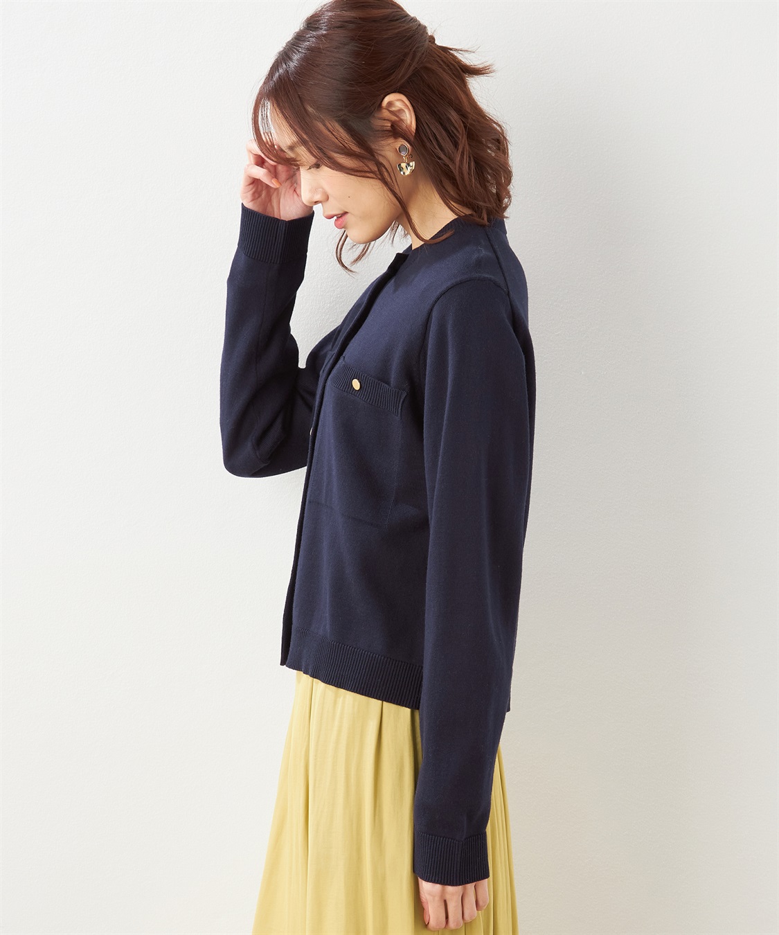 Petit Honfleur ボタンアクセントニットカーディガン_sub_1