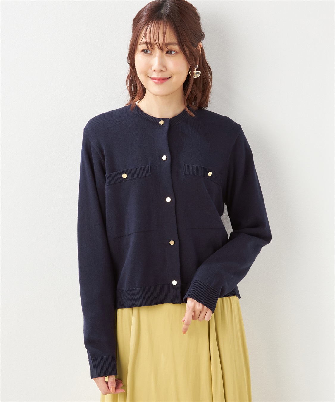 Petit Honfleur ボタンアクセントニットカーディガン_sub_3