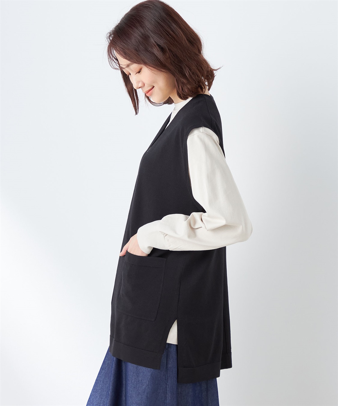 Petit Honfleur Vネックニットベスト_sub_1