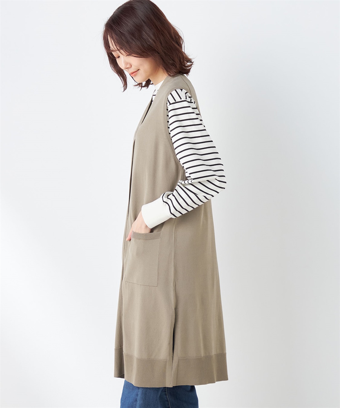 Petit Honfleur ロングニットジレ_sub_1