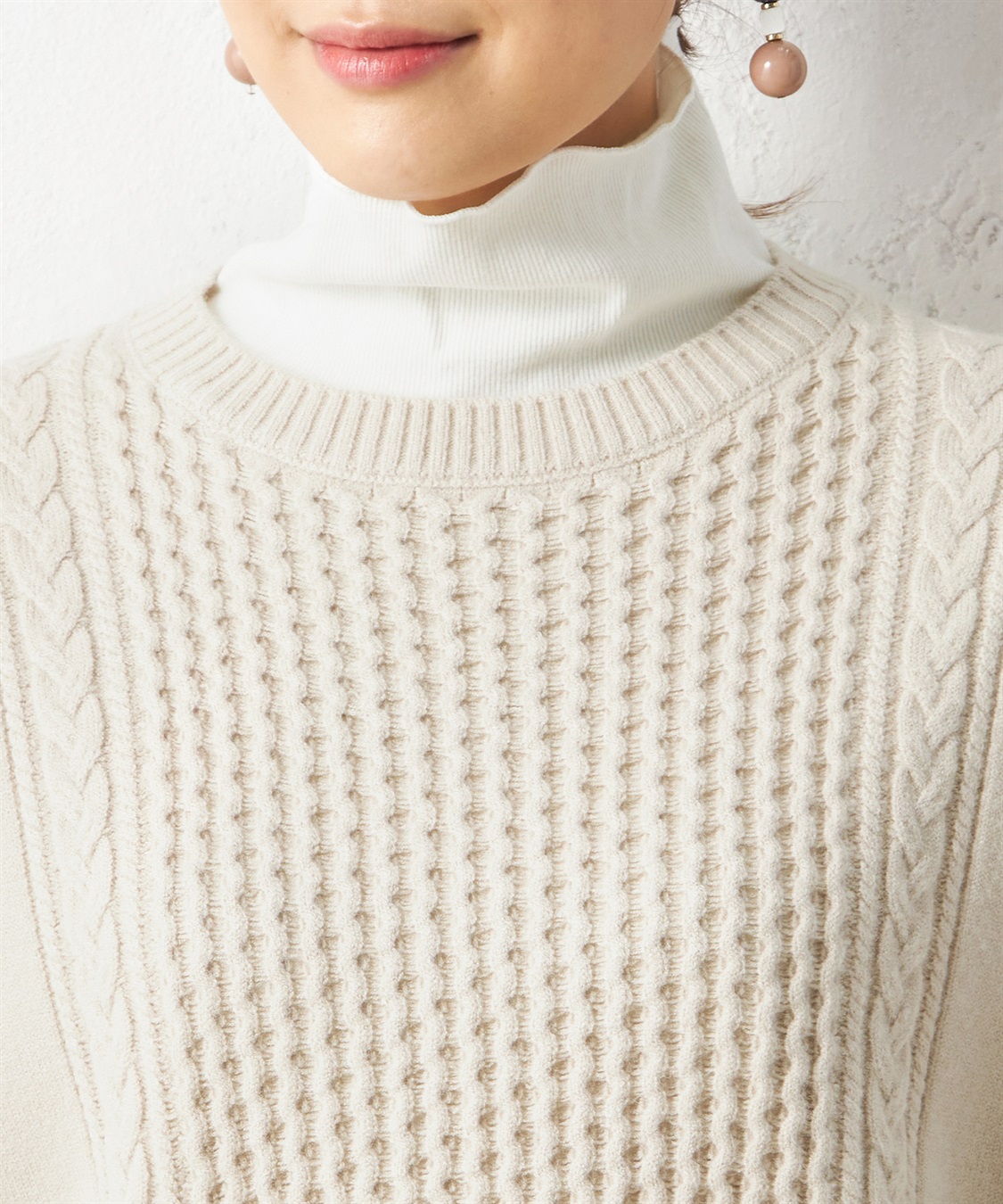 Petit Honfleur ケーブル編みクルーネックベスト_sub_3