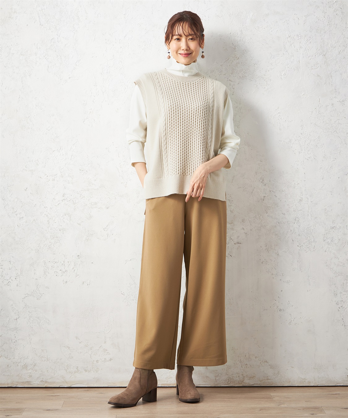 Petit Honfleur ケーブル編みクルーネックベスト_sub_7