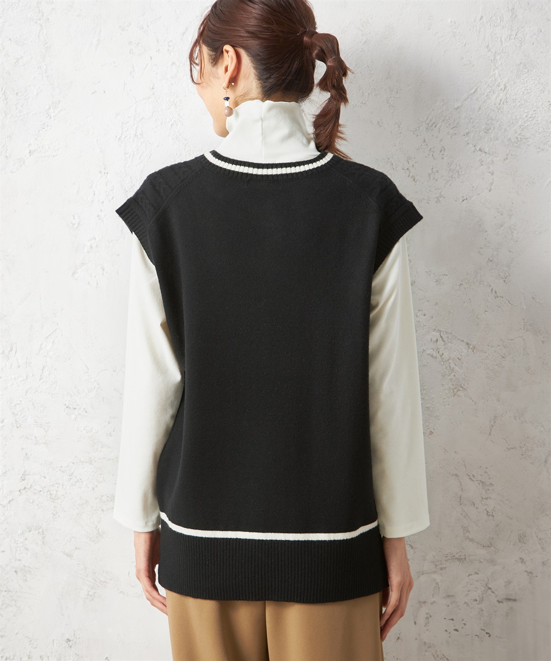 Petit Honfleur ケーブル編みベスト_sub_2