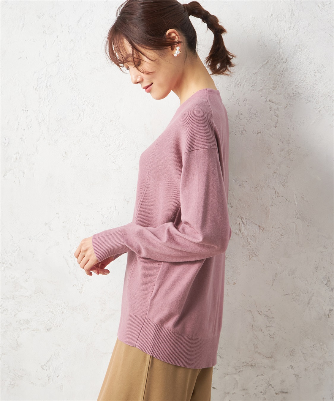 Petit Honfleur 畦編みVネックプルオーバー_sub_2