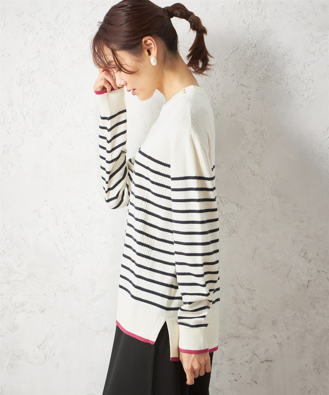 Petit Honfleur パネルボーダープルオーバー_sub_2