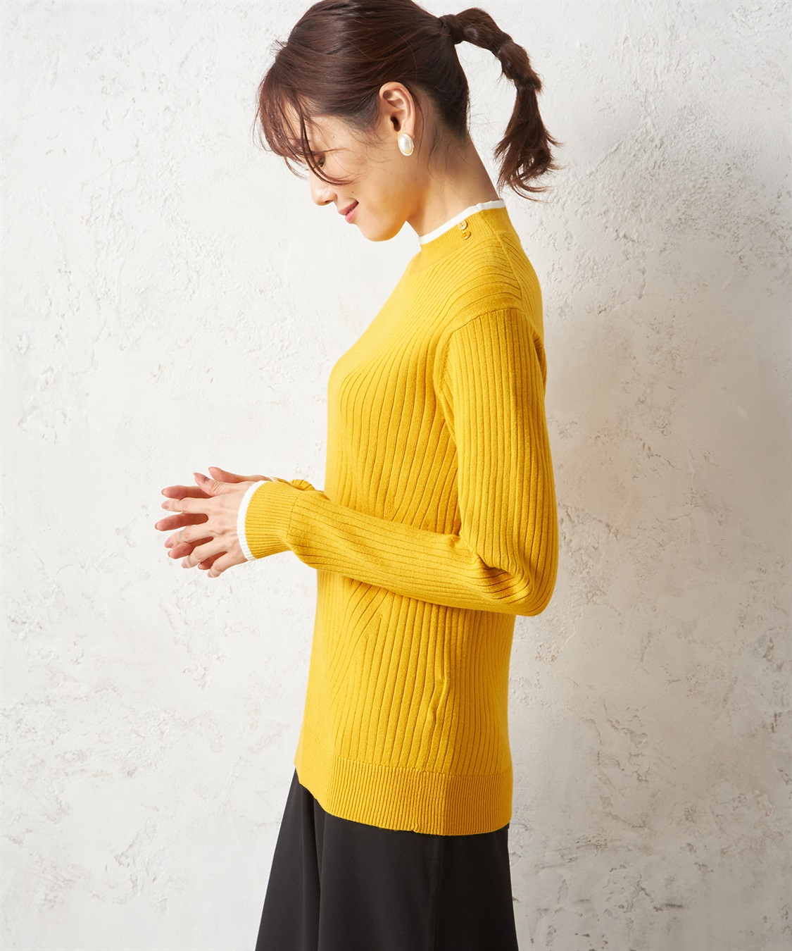 Petit Honfleur ワイドリブモックネックプルオーバー_sub_1