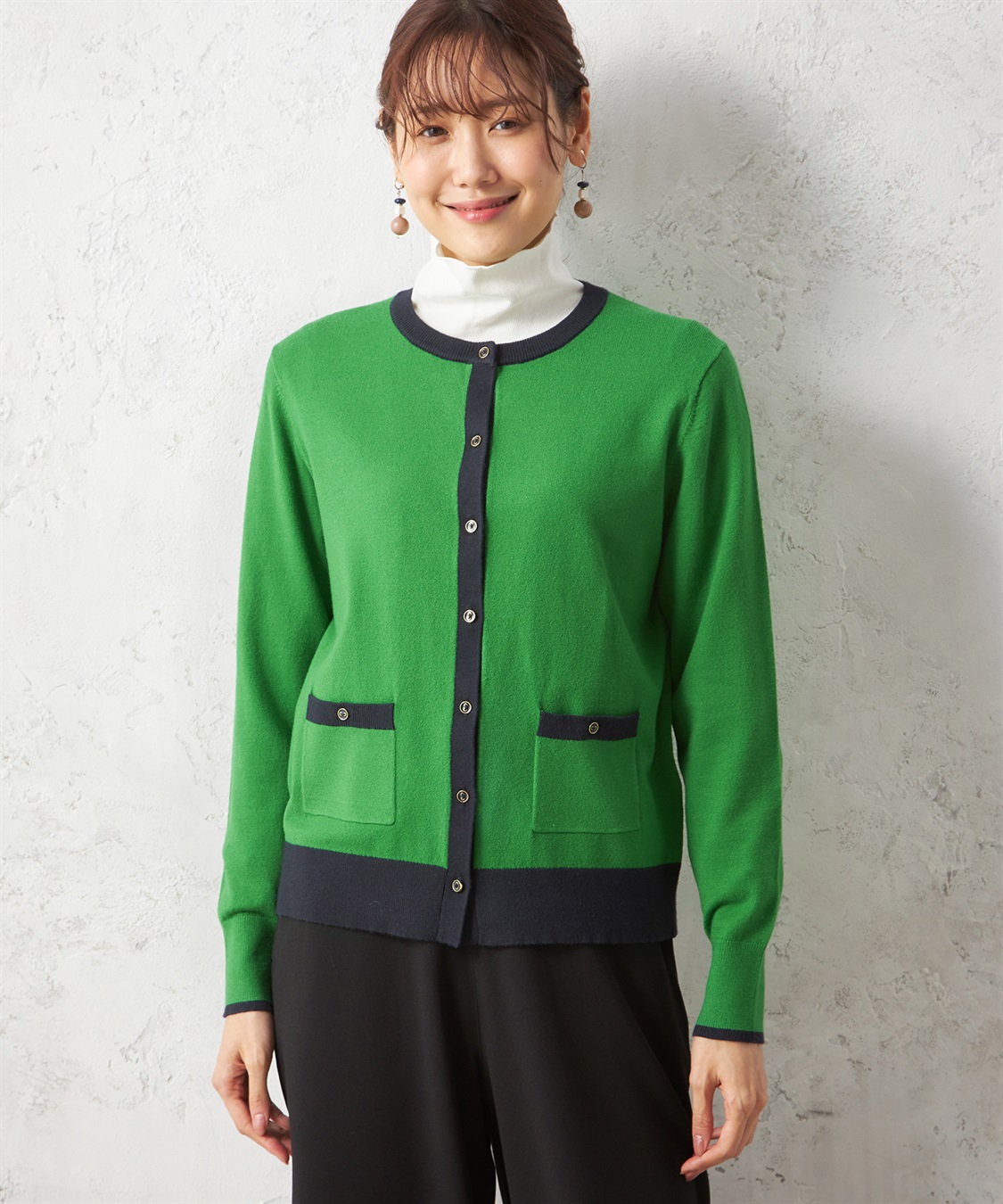 Petit Honfleur バイカラーカーディガン_sub_3