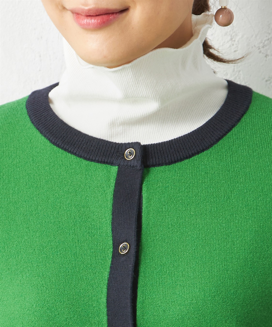 Petit Honfleur バイカラーカーディガン_sub_4