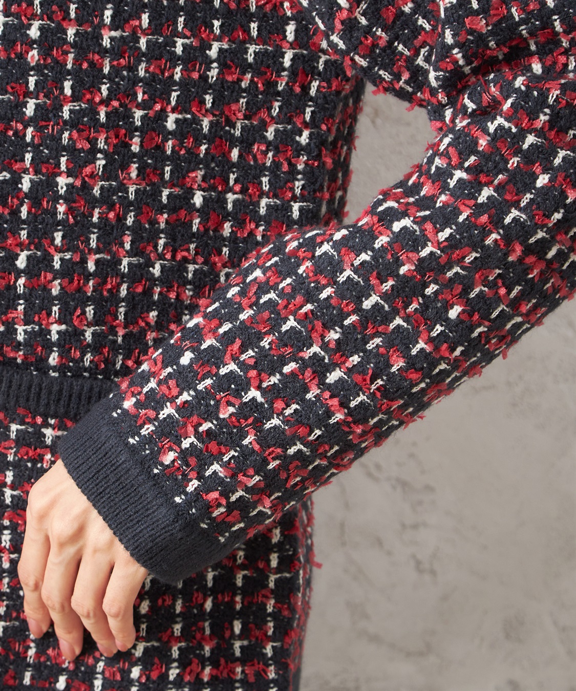 Petit Honfleur ツイード風チェックジャガードカーディガン_sub_6