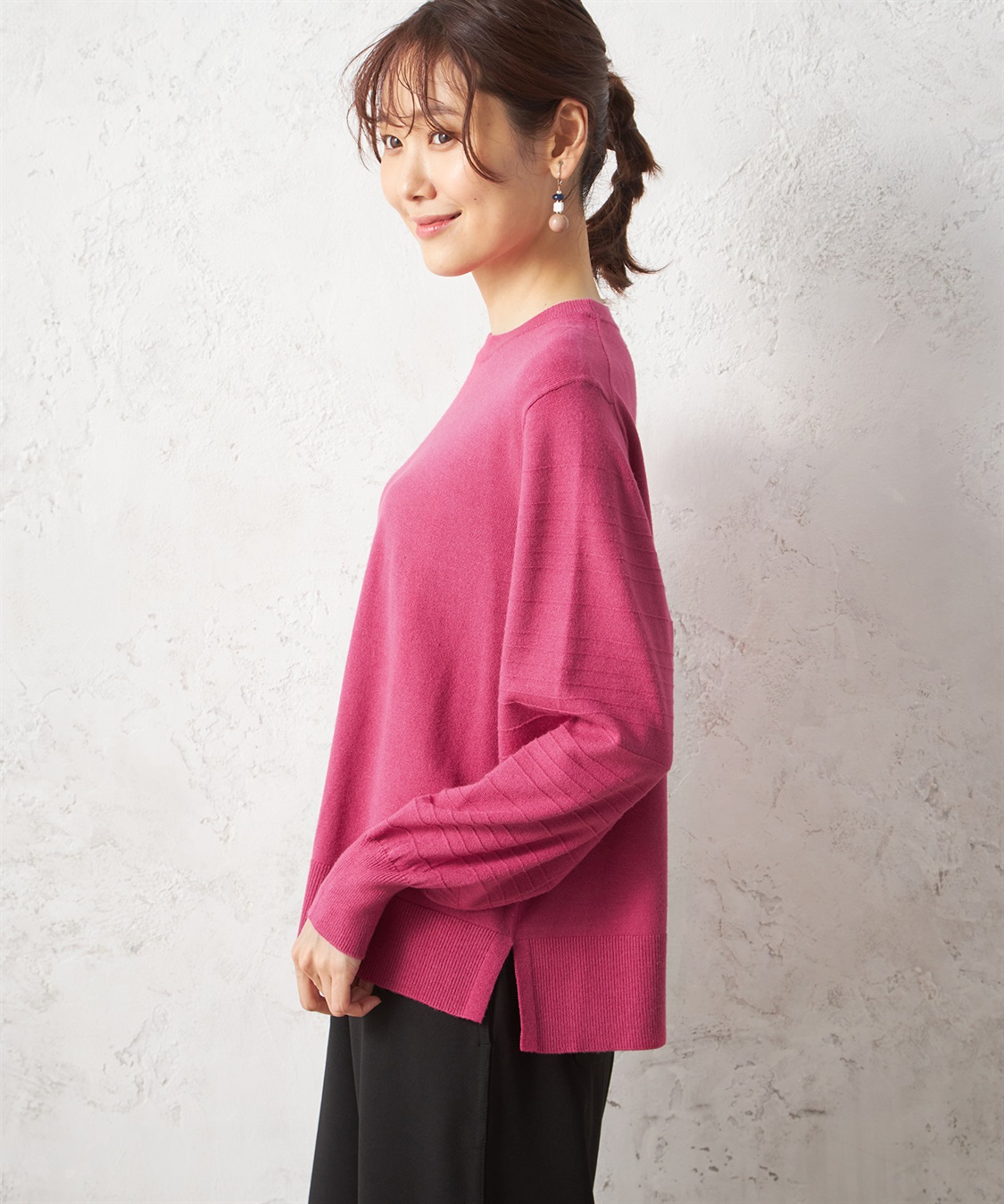 Petit Honfleur タックボーダーパフ袖プルオーバー_sub_1