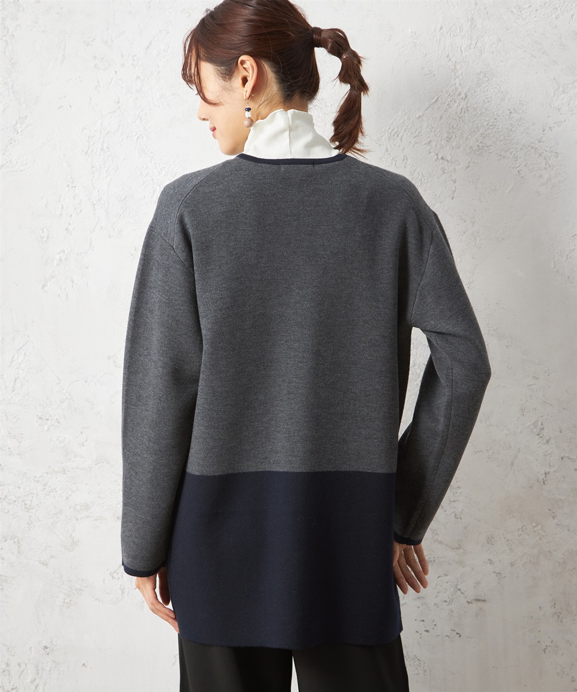 Petit Honfleur Wフェイスパネル配色コーディガン_sub_2