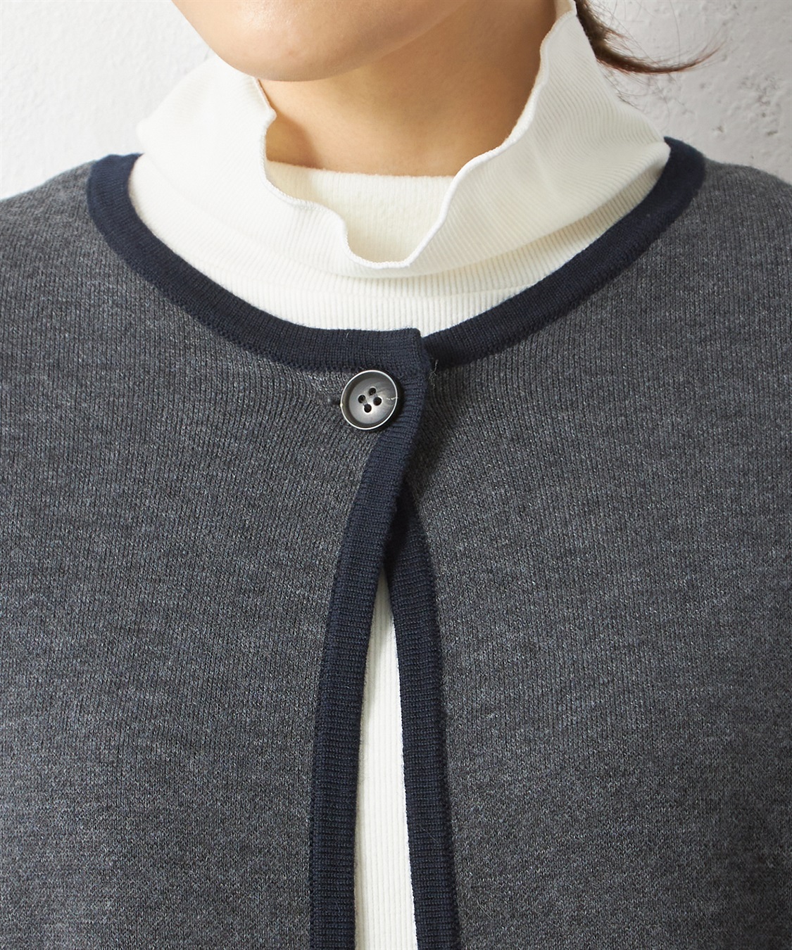 Petit Honfleur Wフェイスパネル配色コーディガン_sub_4
