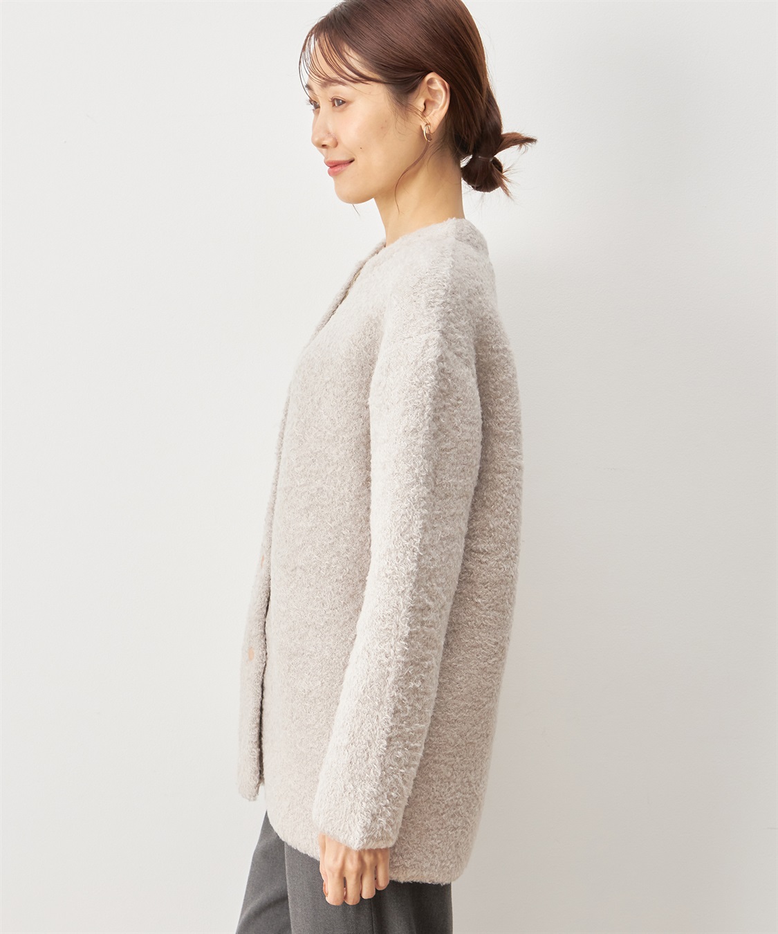 Petit Honfleur Wフェイスフェザーコーディガン_sub_1