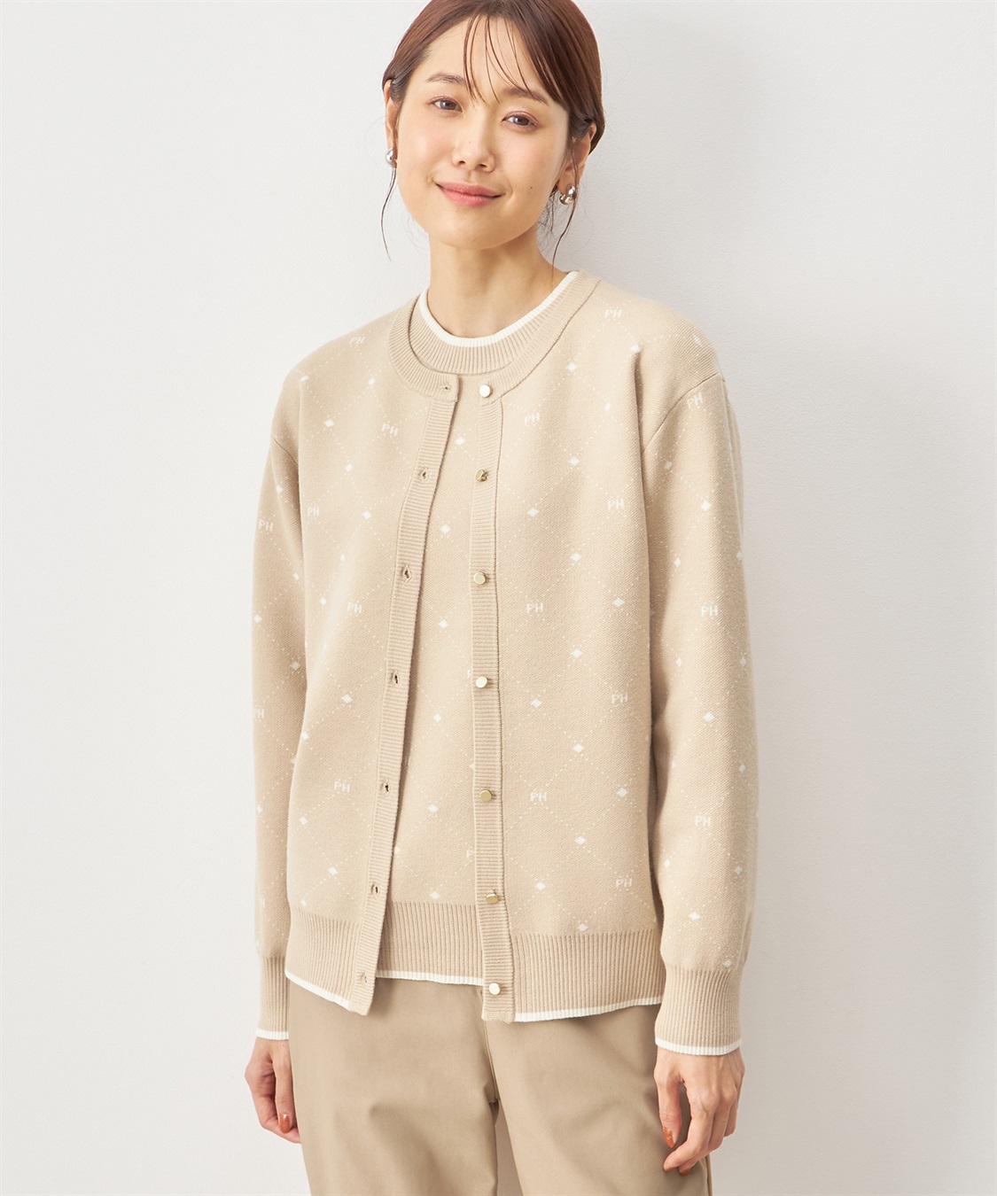 Petit Honfleur モノグラムニットカーディガン_sub_3