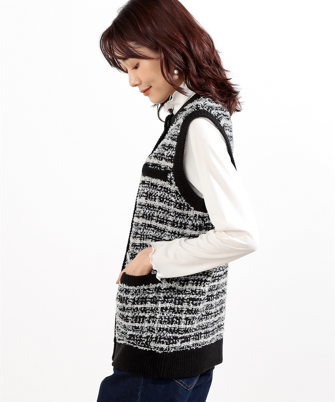 Petit Honfleur ツイードニットベスト_sub_2