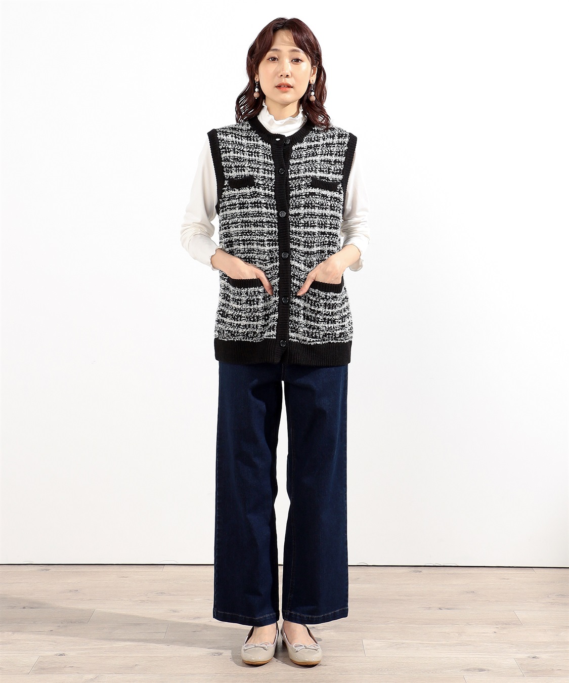 Petit Honfleur ツイードニットベスト_sub_9