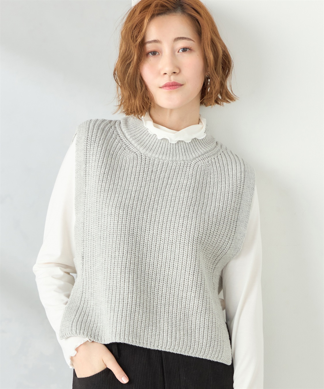 ニットショートベスト Petit Honfleur｜クロスプラス公式通販サイト