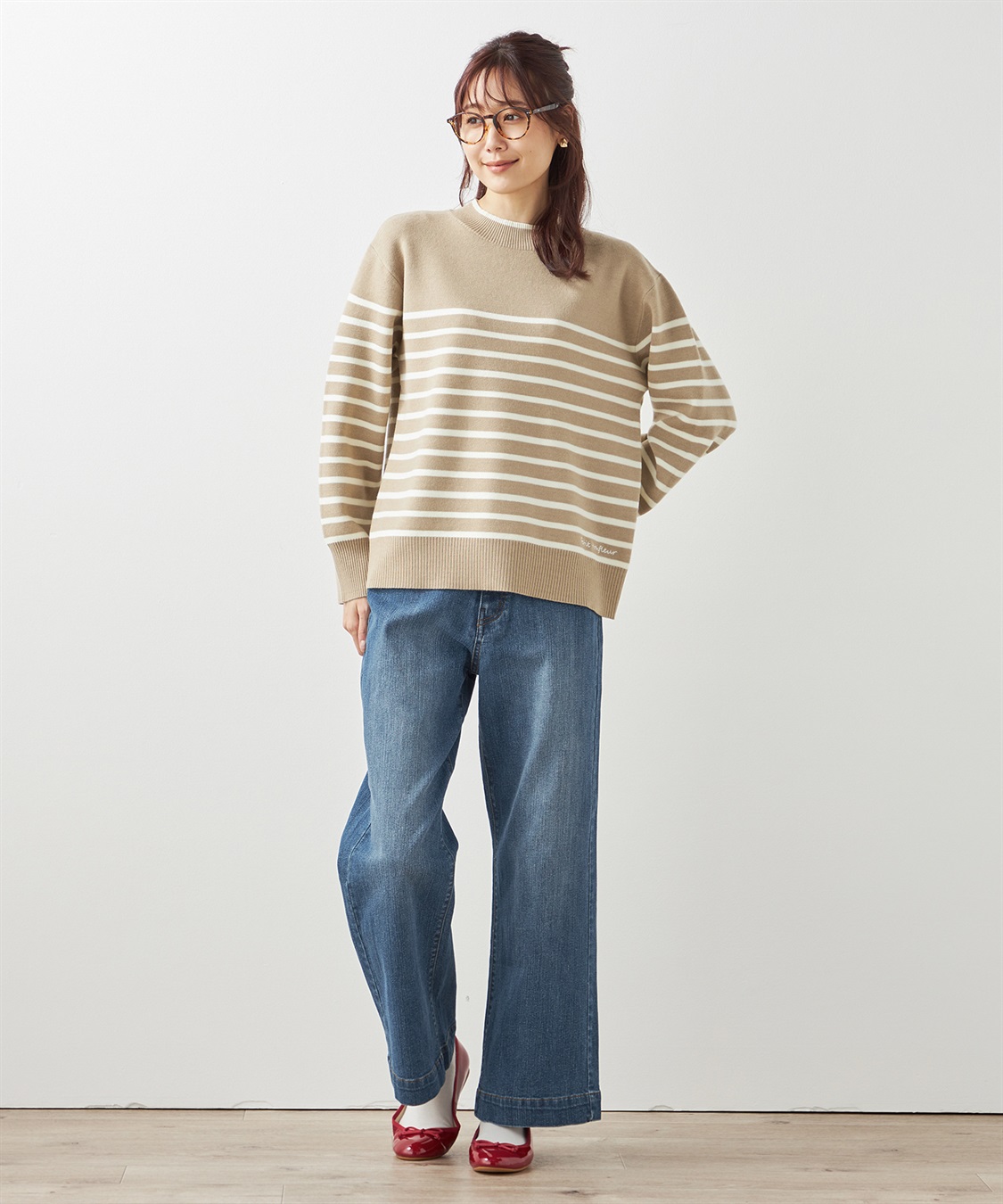 もちもちニットボーダーニットプルオーバー Petit Honfleur｜クロス