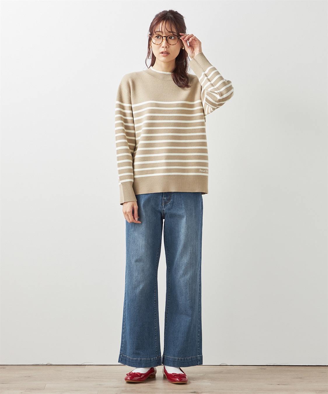 もちもちニットボーダーニットプルオーバー Petit Honfleur｜クロス