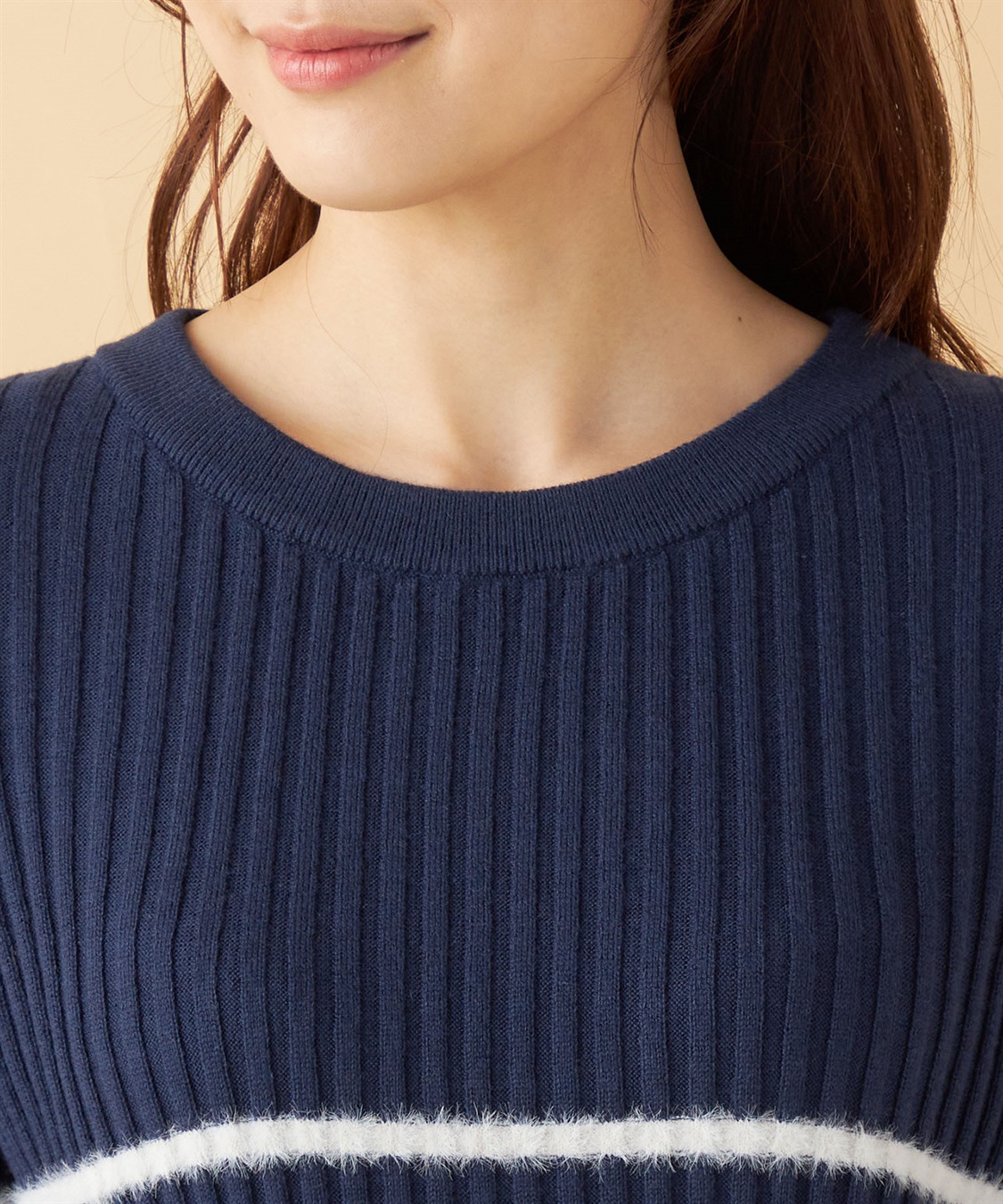 Petit Honfleur ファーボーダーニットプルオーバー_sub_3