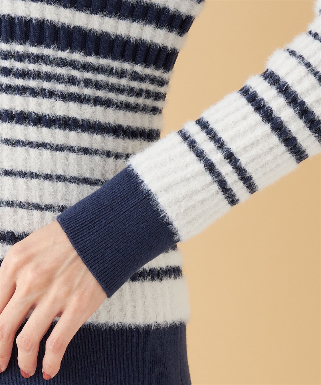 Petit Honfleur ファーボーダーニットプルオーバー_sub_4