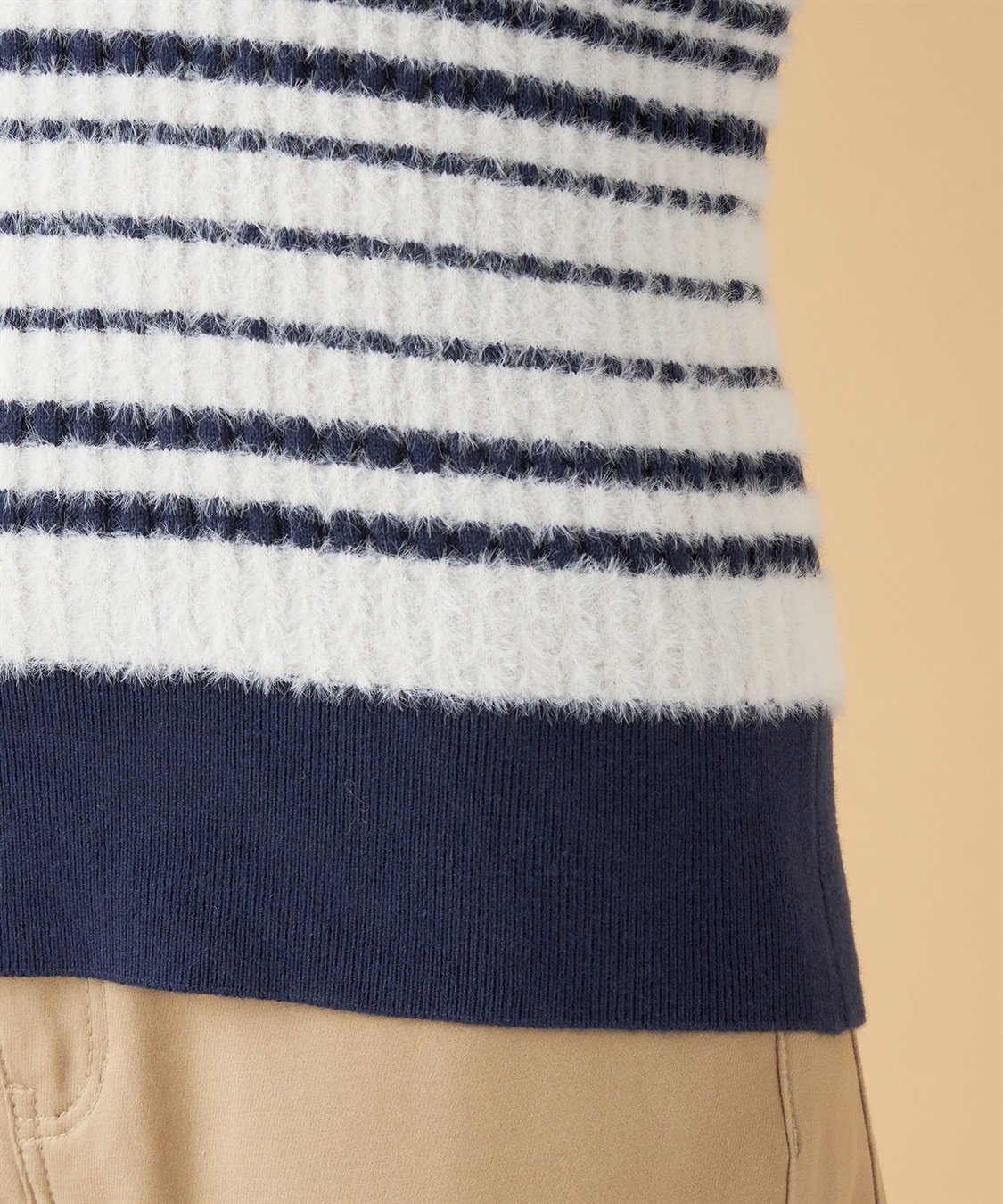 Petit Honfleur ファーボーダーニットプルオーバー_sub_5