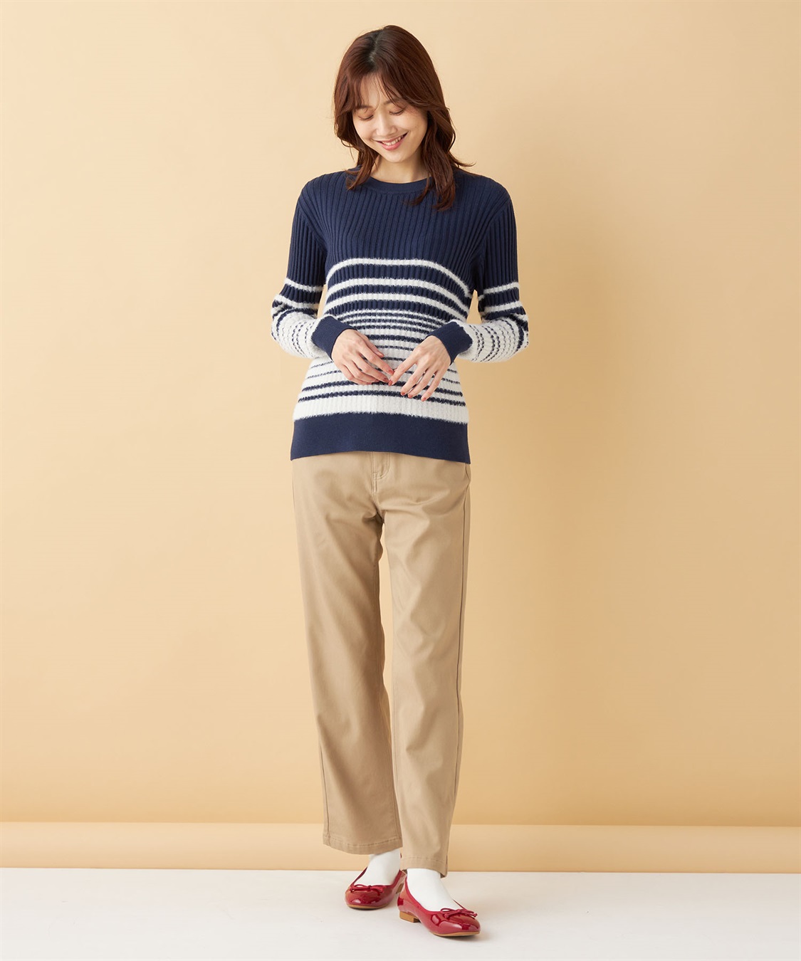 Petit Honfleur ファーボーダーニットプルオーバー_sub_9