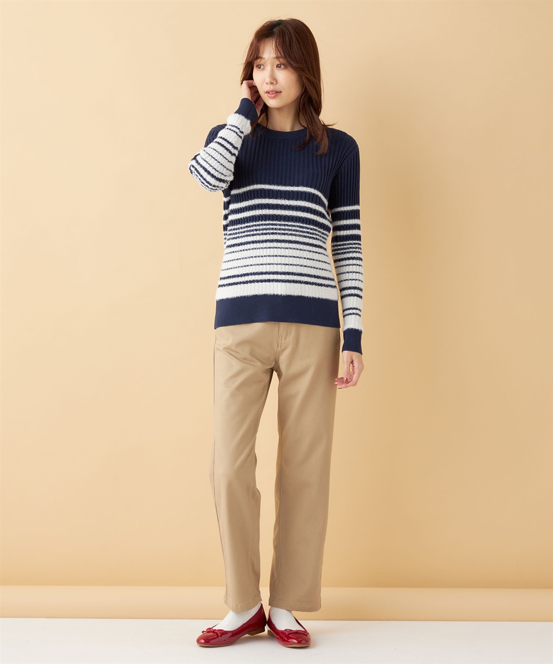 Petit Honfleur ファーボーダーニットプルオーバー_sub_10