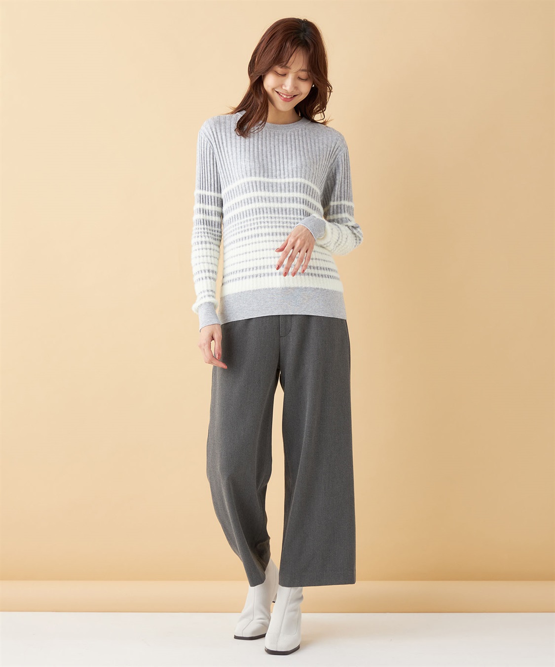 Petit Honfleur ファーボーダーニットプルオーバー_sub_13