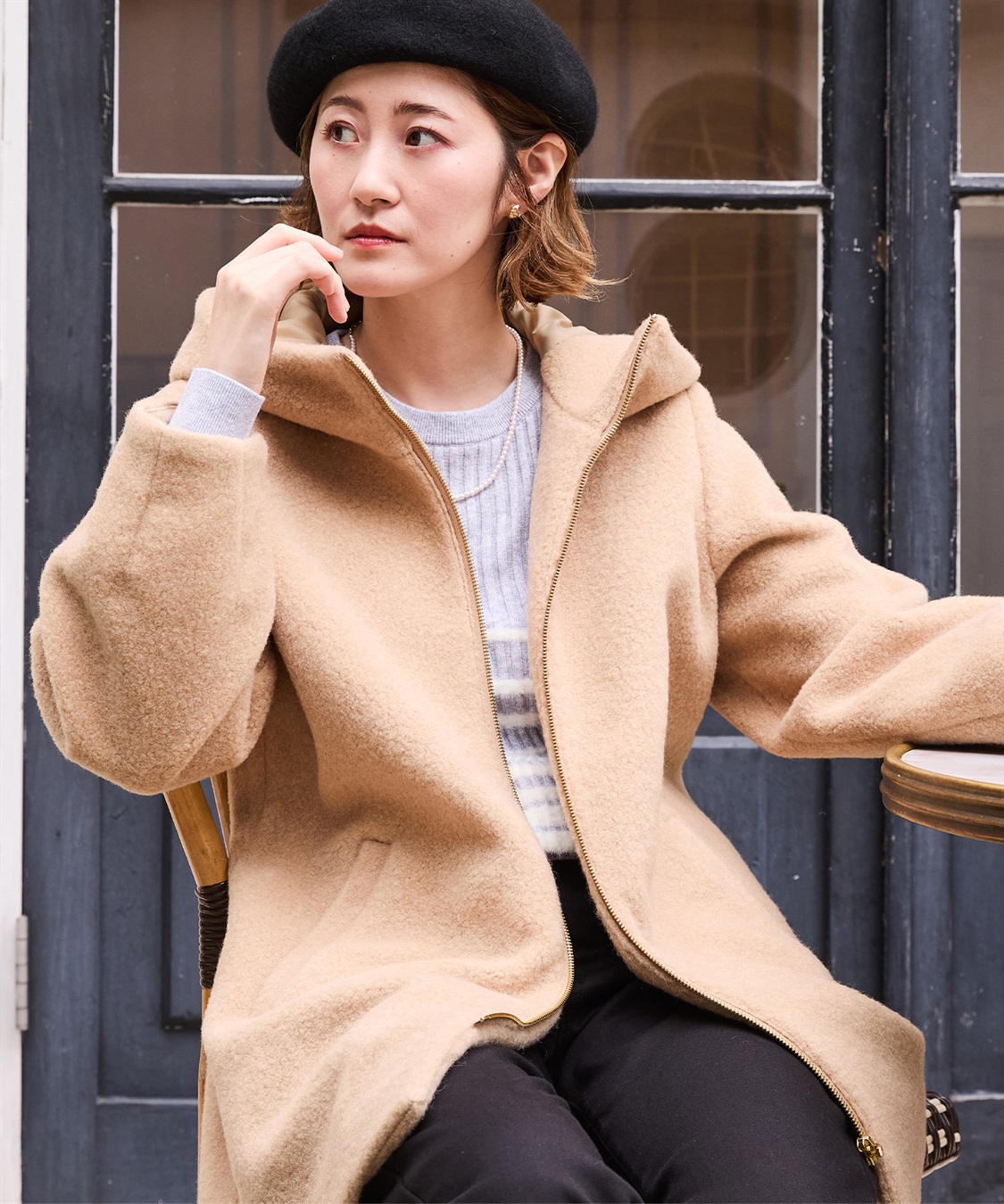 Petit Honfleur ファーボーダーニットプルオーバー_sub_18