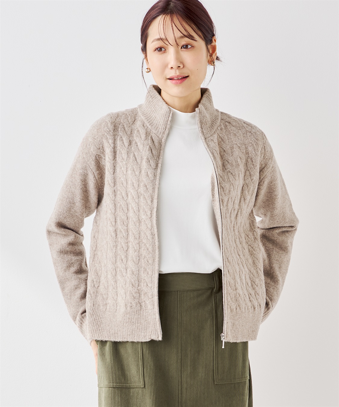 Petit Honfleur ケーブルジップカーディガン_sub_3